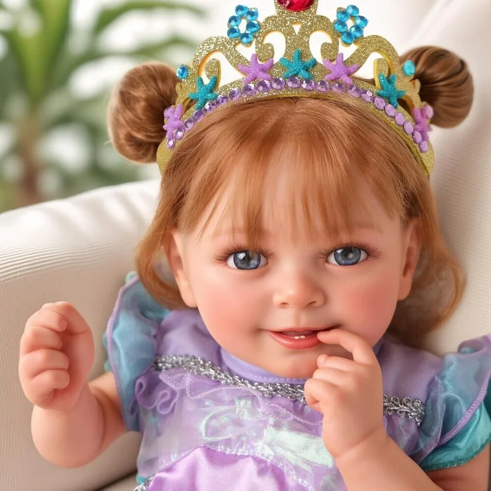 🆕18inch Weighted Cloth Body Newborn Baby Poseable Limbs Brown Hair Girl